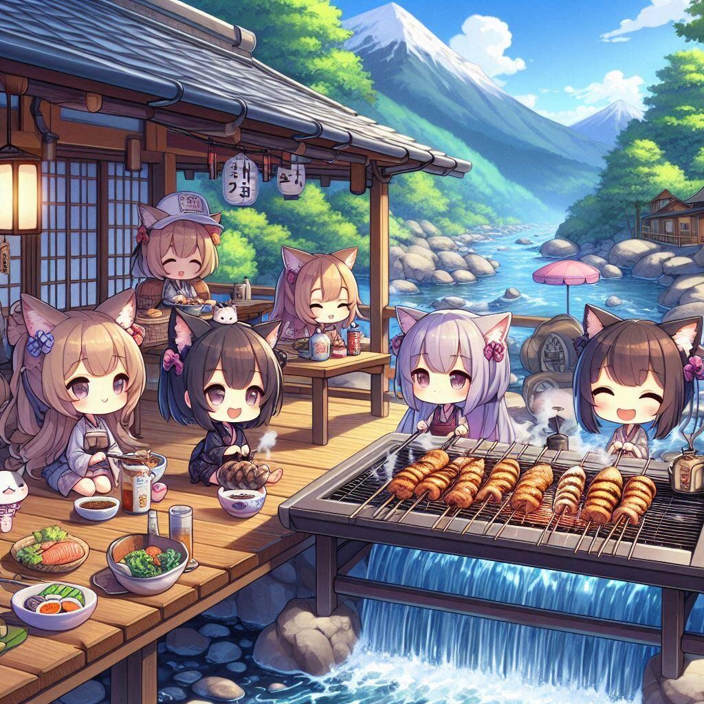 猫耳ちゃんの納涼川床