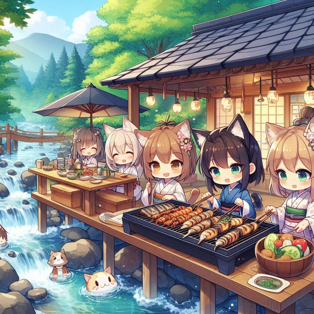 猫耳ちゃんの納涼川床