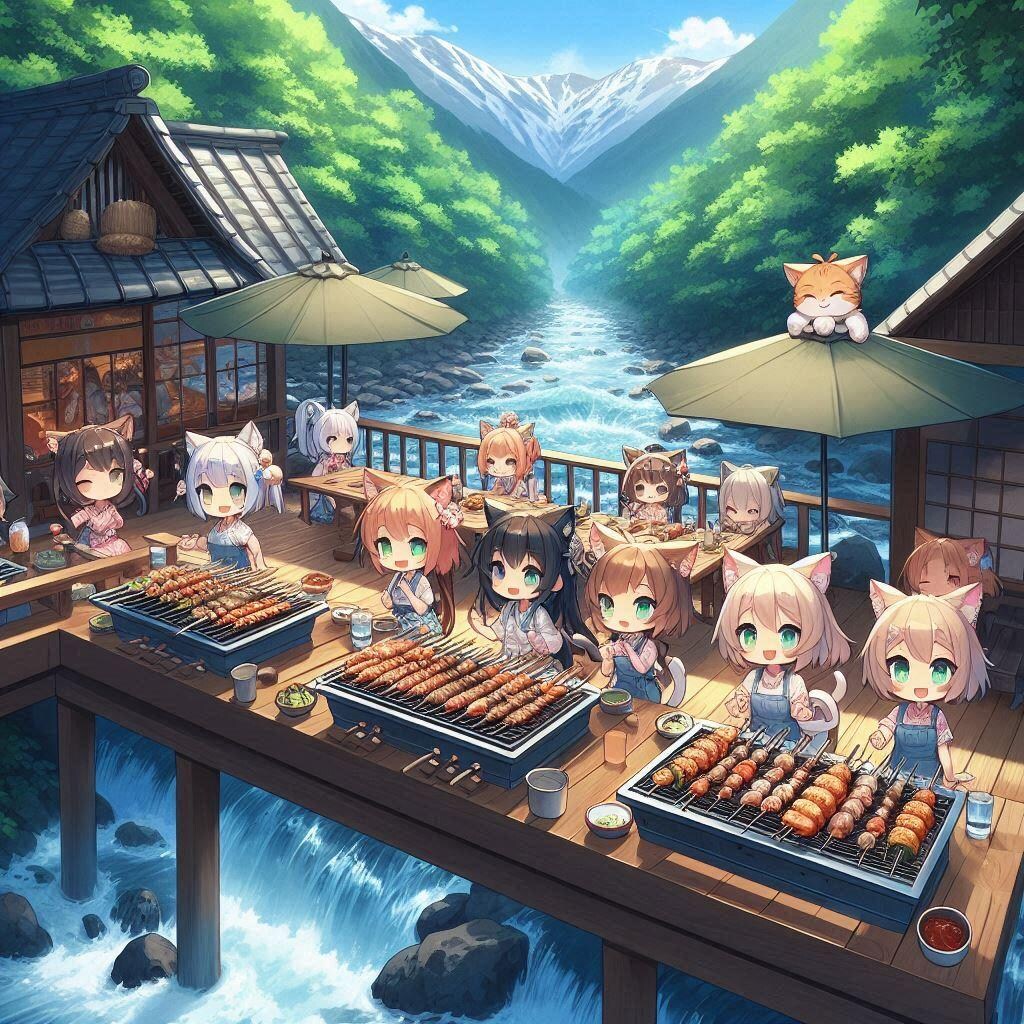 猫耳ちゃんの納涼川床