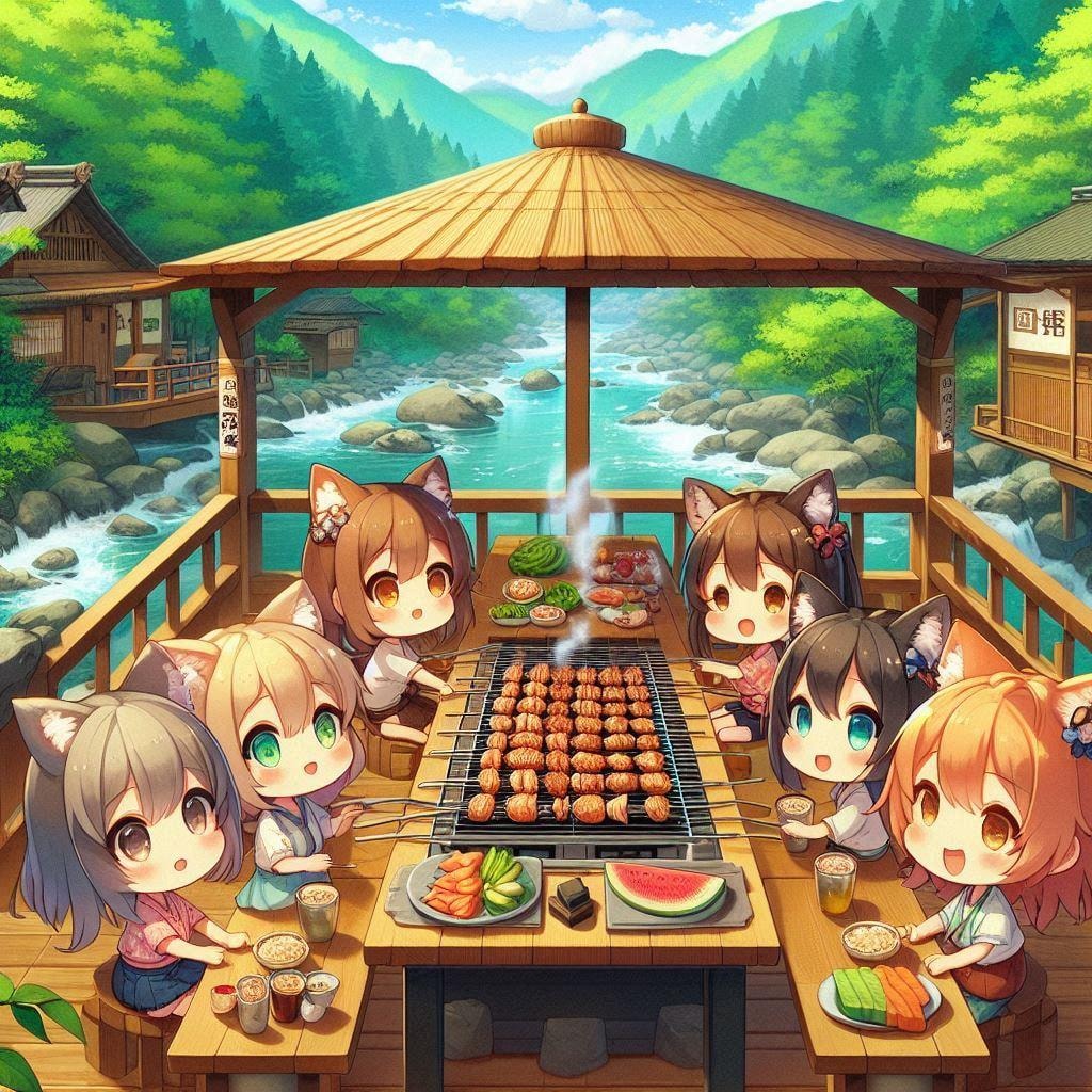 猫耳ちゃんの納涼川床