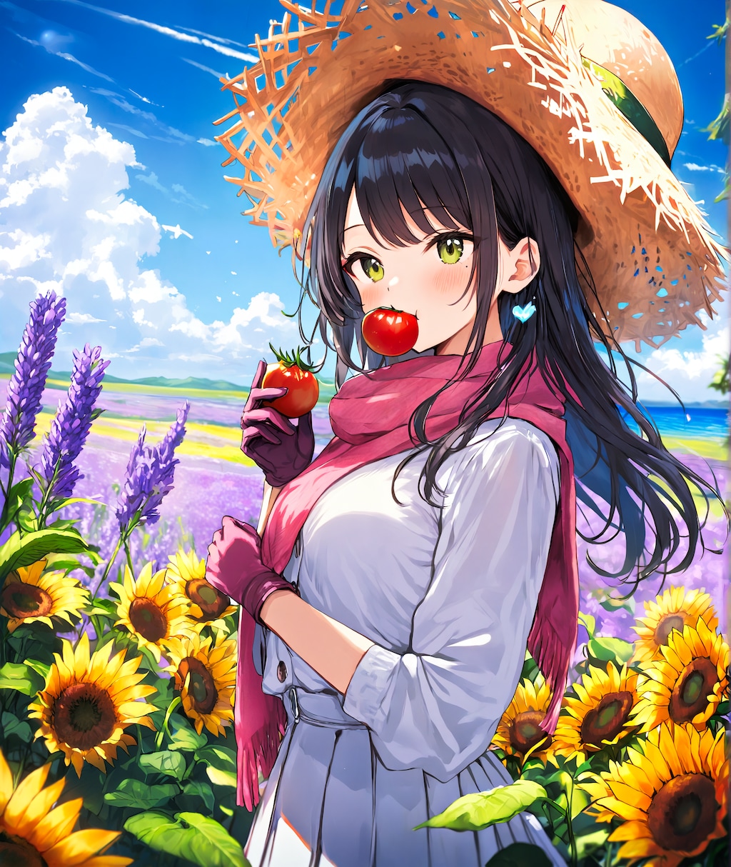 ひまわりとトマトとラベンダー