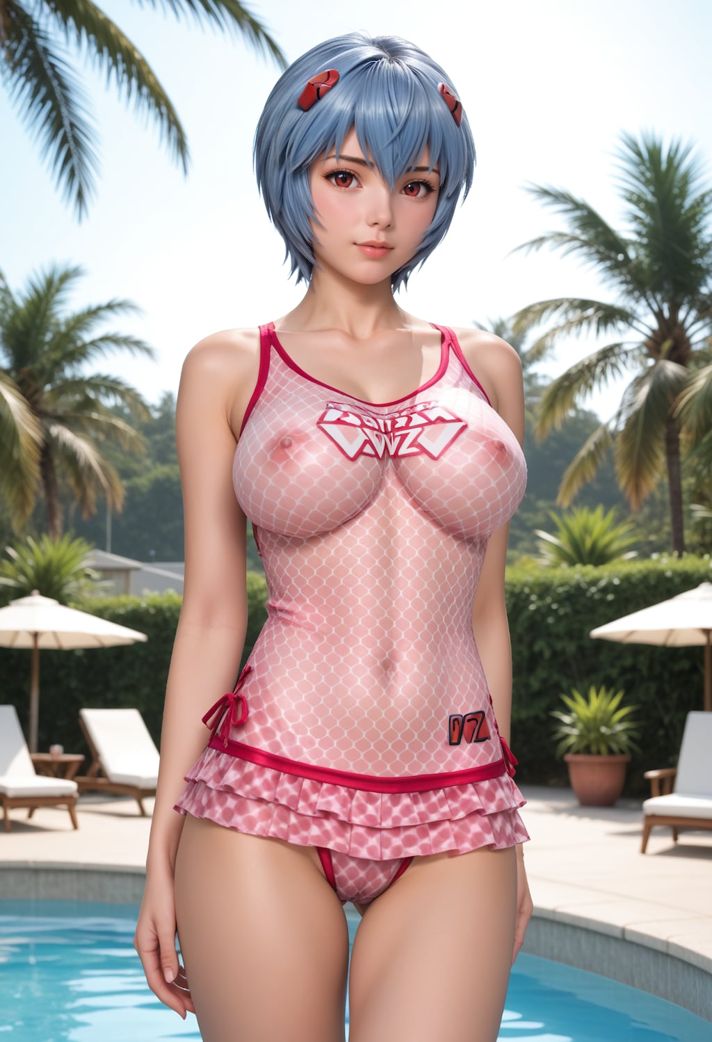 新世紀エヴァンゲリオン リゾートで水着勝負⁉️😂綾波レイちゃん【model：godiva_v40】