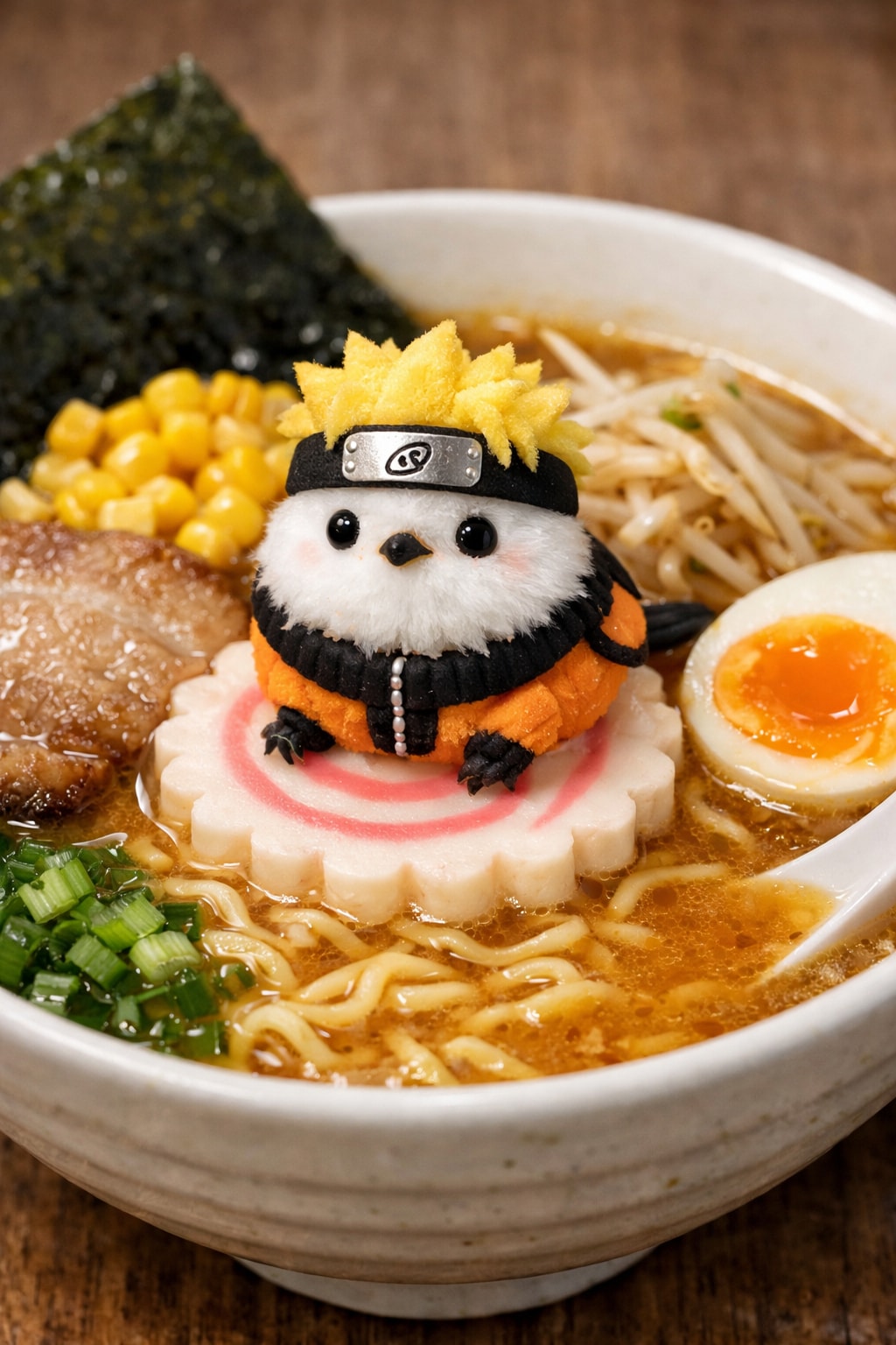 【食べ物】かまぼコーギーと猫ちゃプリン＋なると間違え味噌ラーメンw