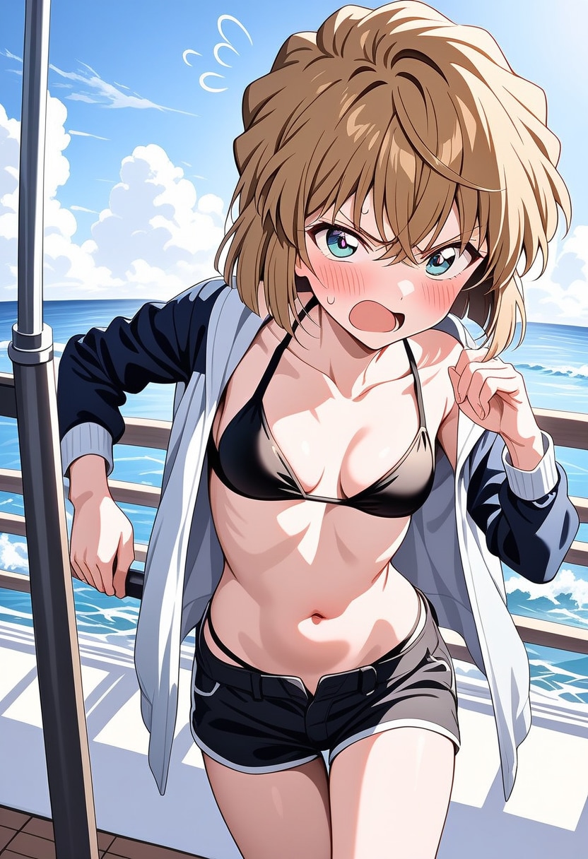冬の海の船の上にて