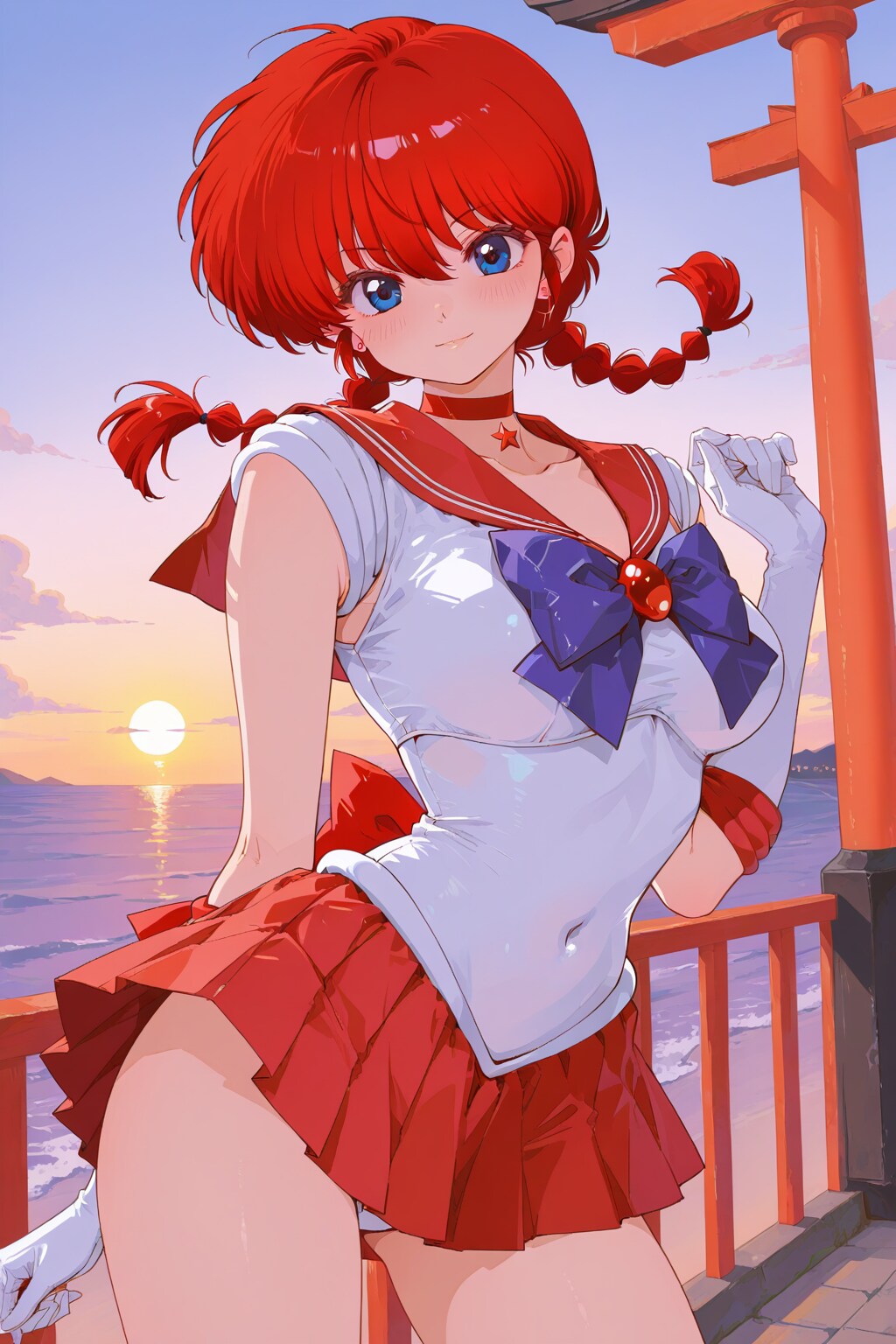 海沿いでポーズ！