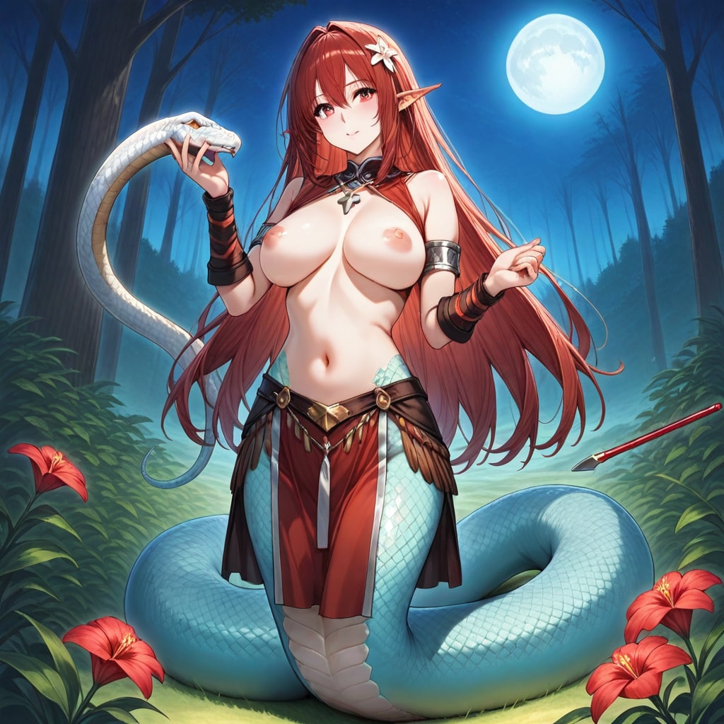 月夜に出会ったラミア族の美女