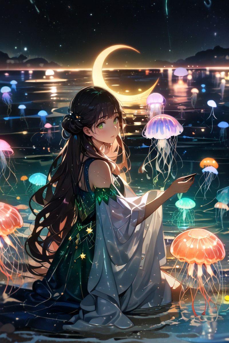 月とクラゲの幻想 | の人気AIイラスト・グラビア