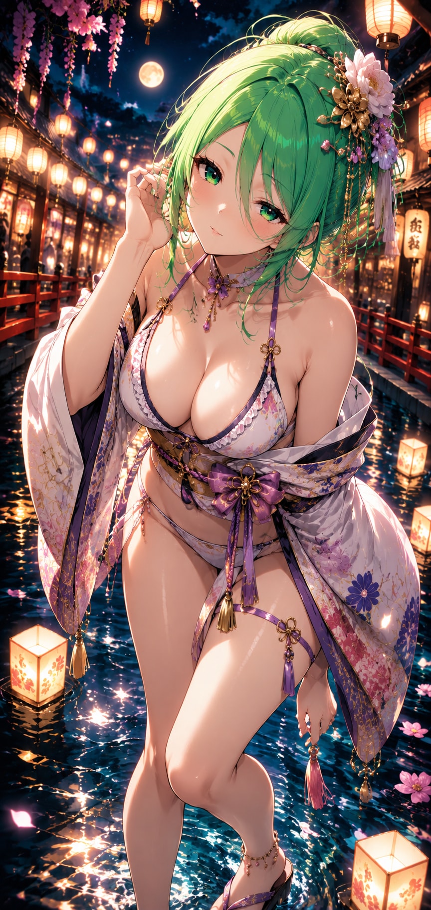 スマホ壁紙サイズ  👘和服ビキニと夏祭り