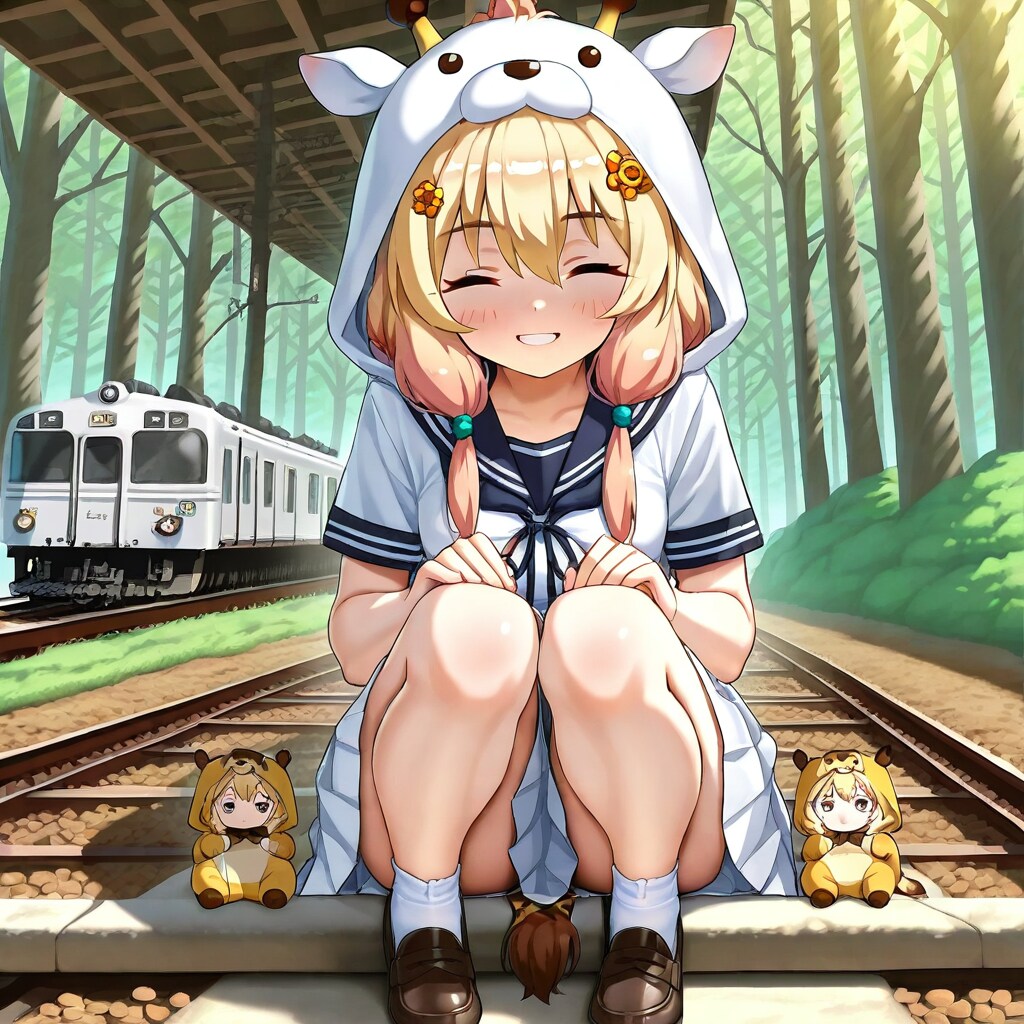 てつたびアニマルフーディーお姉さんとキリン着ぐるみちび子ちゃん