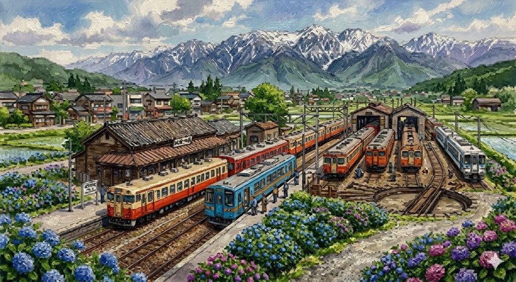 昭和浪漫鉄道紀行（北アルプスが見える修正画）