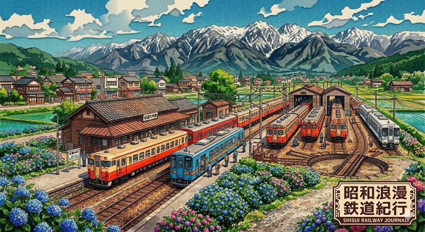 昭和浪漫鉄道紀行（北アルプスが見える修正画） | の人気AIイラスト・グラビア