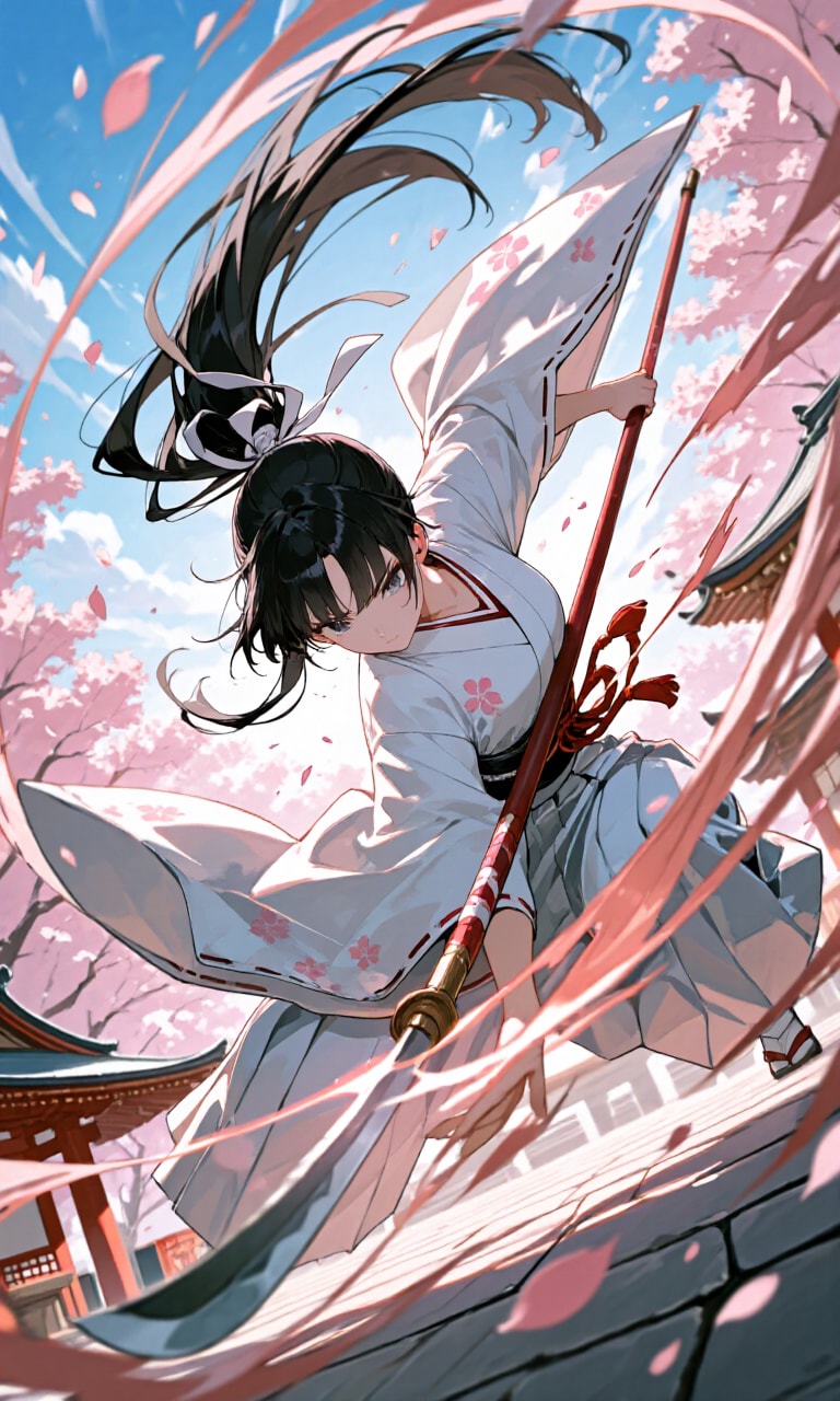 薙刀女子　桜嵐 | の人気AIイラスト・グラビア