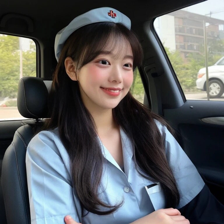 黒髪ロングで車内の美女５５ | の人気AIイラスト・グラビア