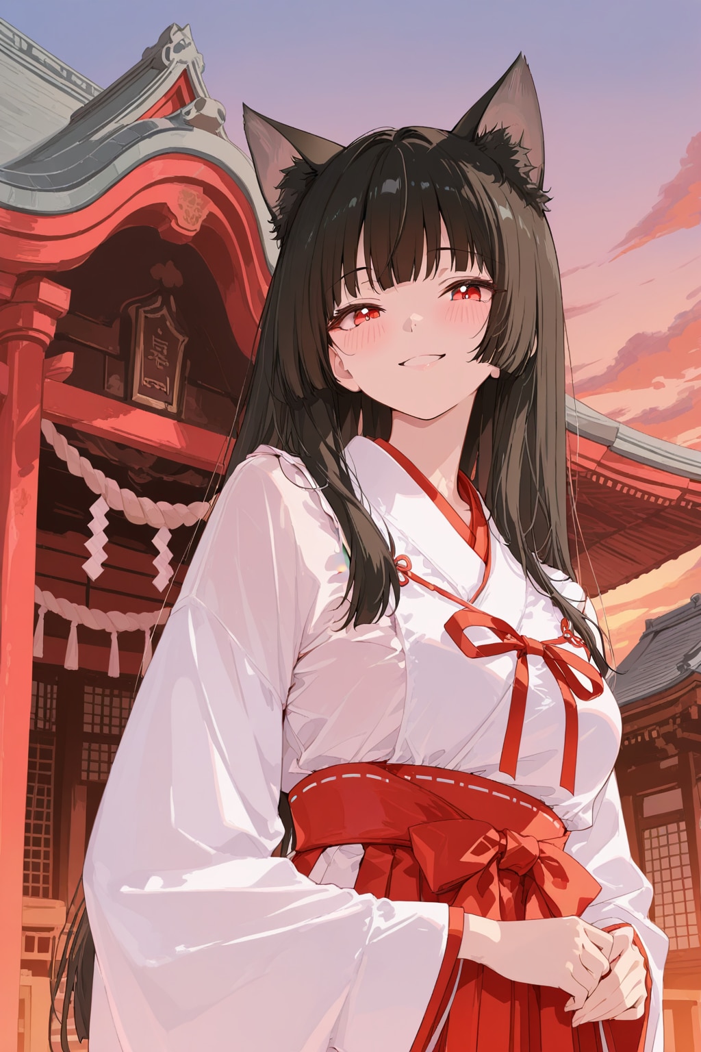 猫耳の巫女さん