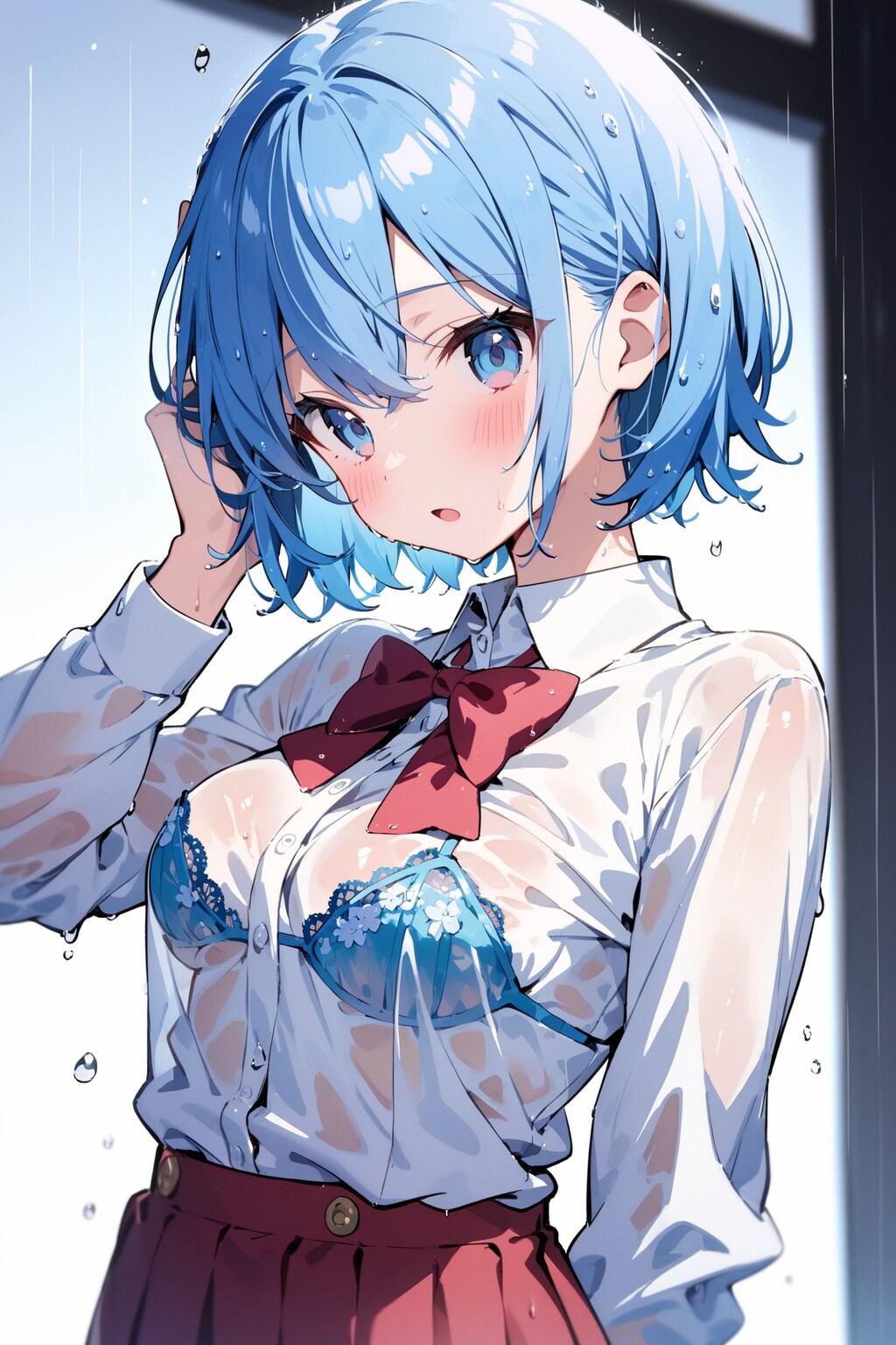 ピンクちゃんと青髪ちゃんの濡れ透け💕