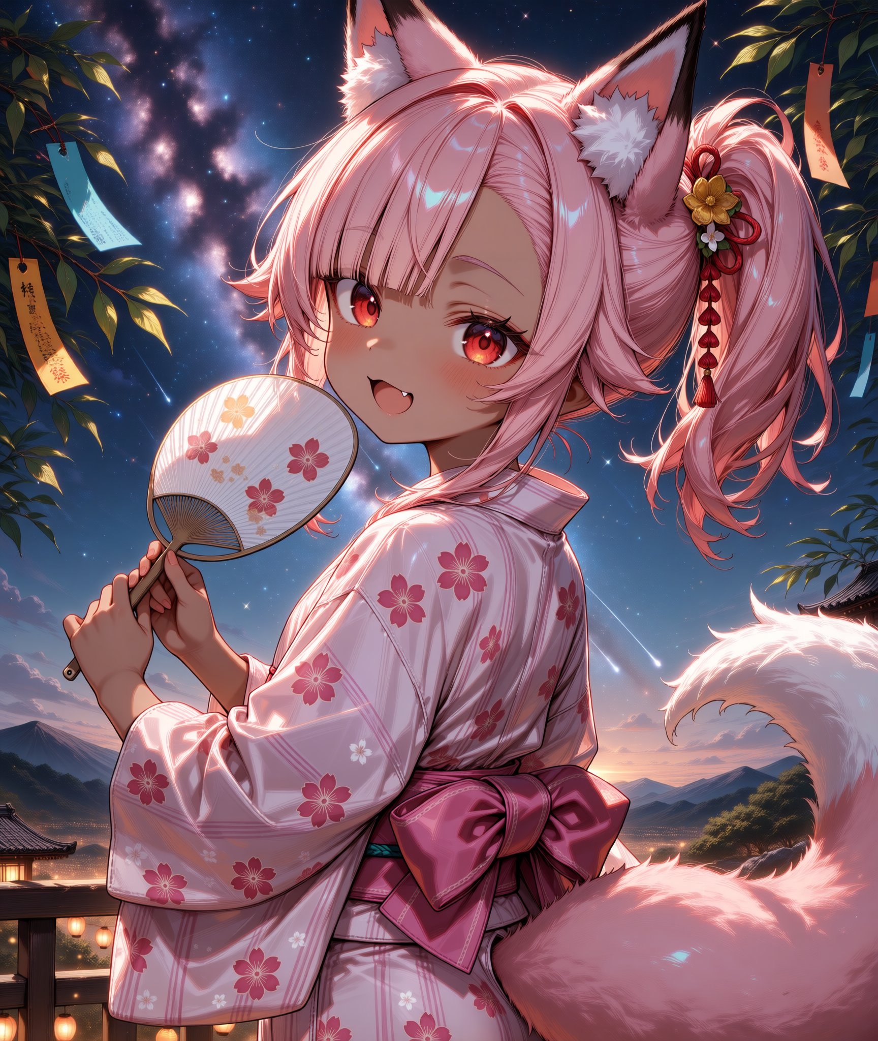 ポニテ浴衣の桃狐ちゃん