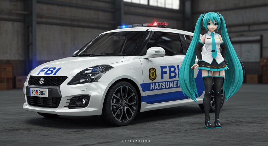 初音ミクとスイフトスポーツFBIパトロールカー