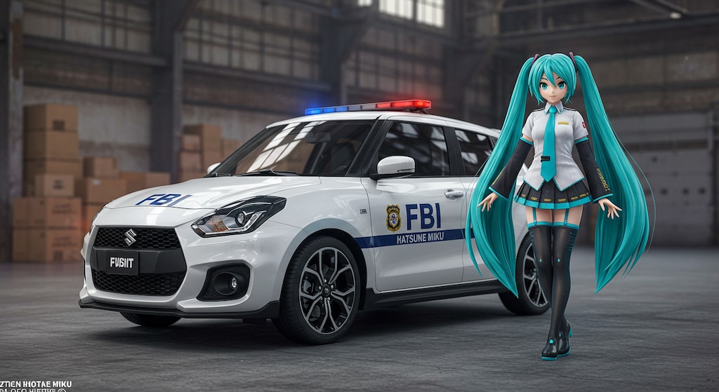 初音ミクとスイフトスポーツFBIパトロールカー