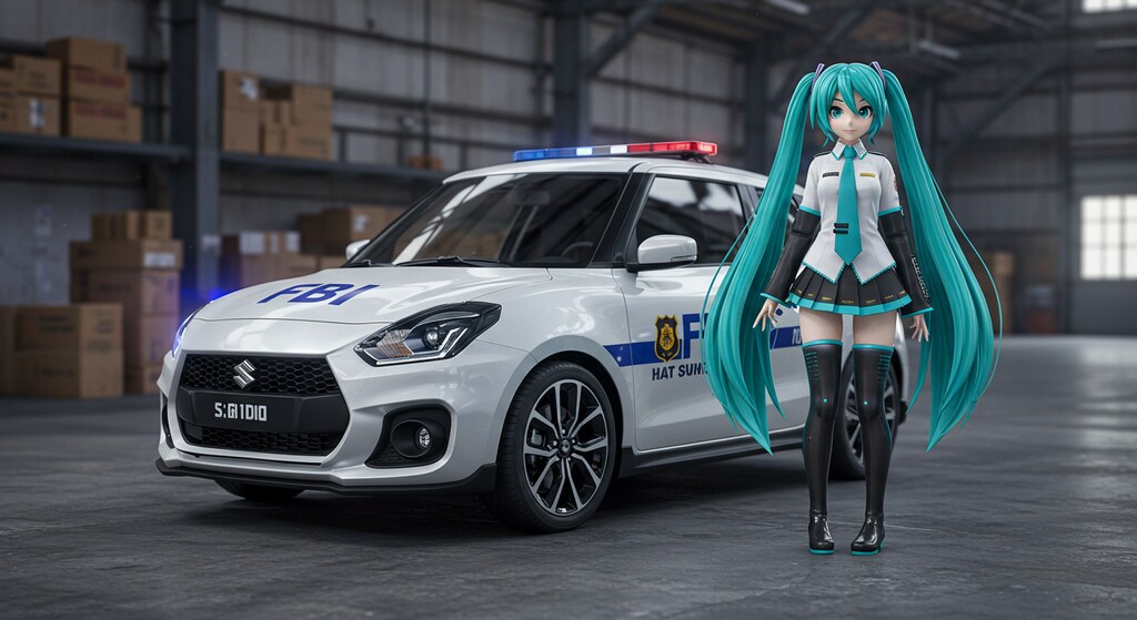 初音ミクとスイフトスポーツFBIパトロールカー