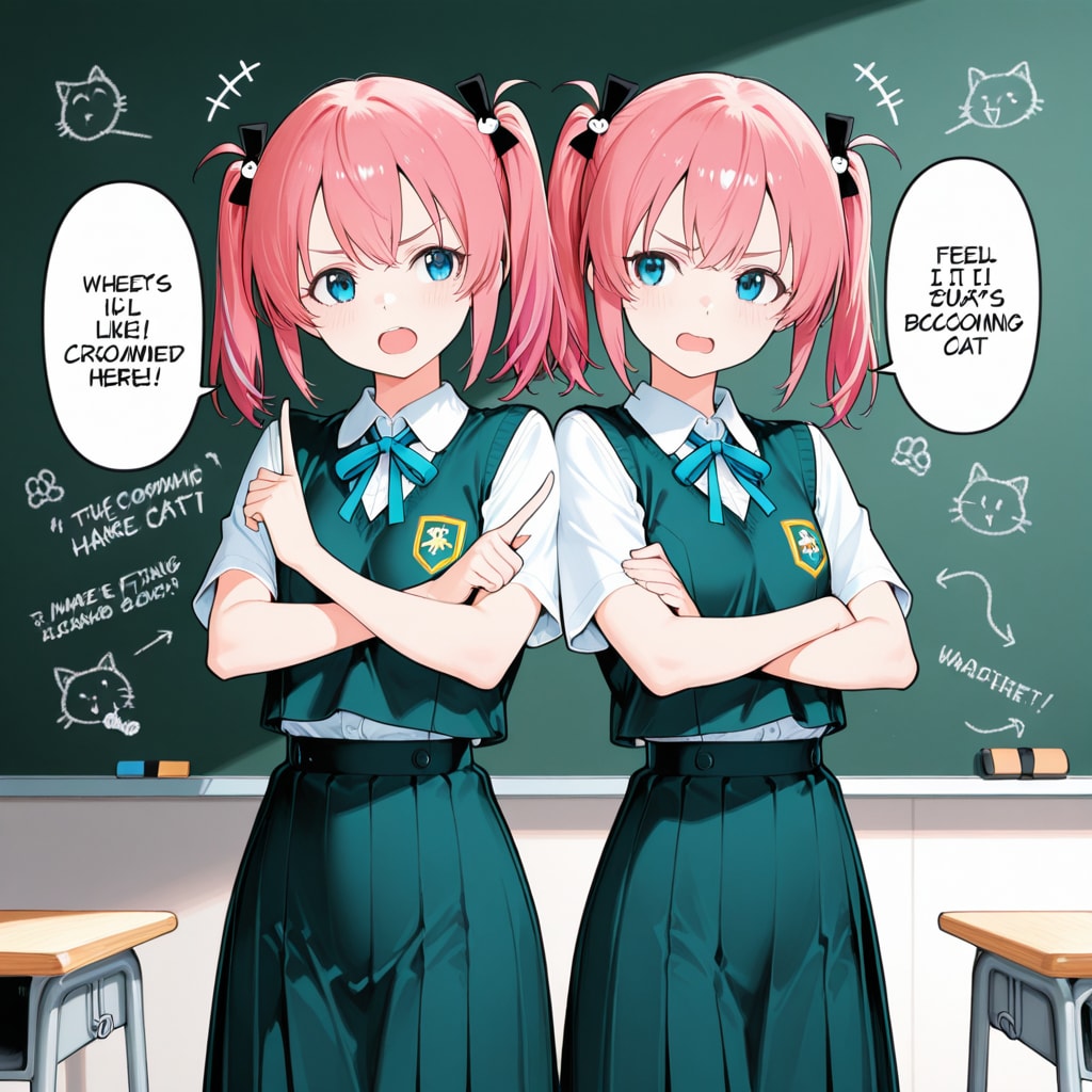 双子のピンク髪ちゃん