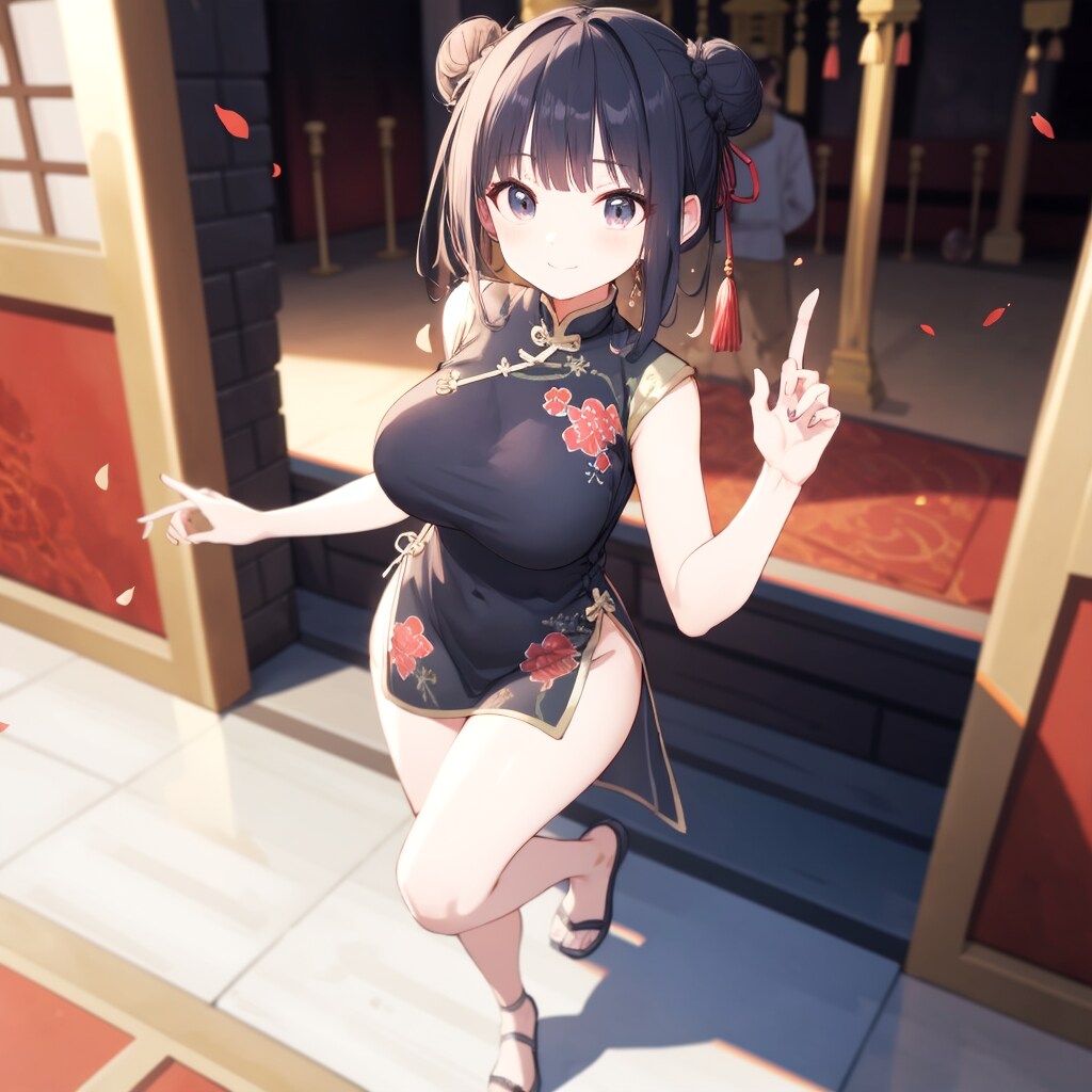 チャイナドレスお団子ヘア