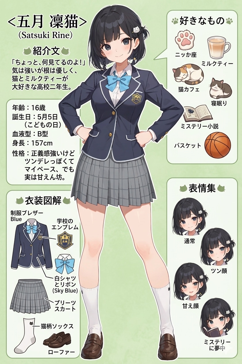 五月凜猫ちゃんのキャラクターシート | の人気AIイラスト・グラビア
