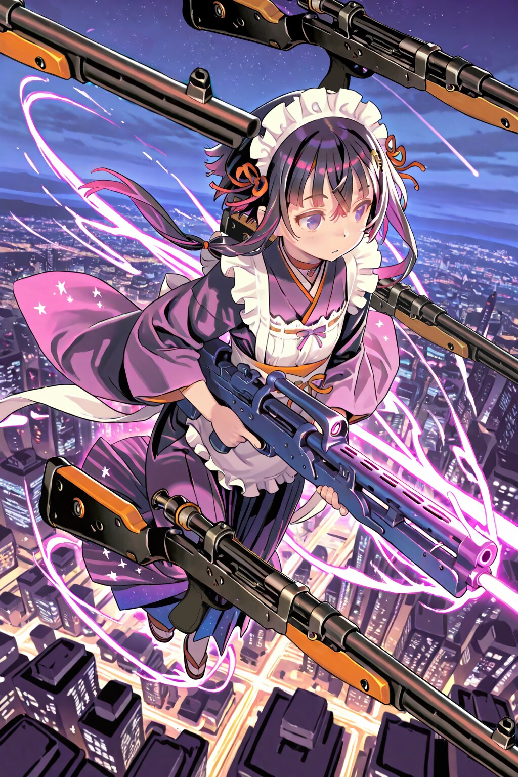 銃器と和装メイドな魔法少女