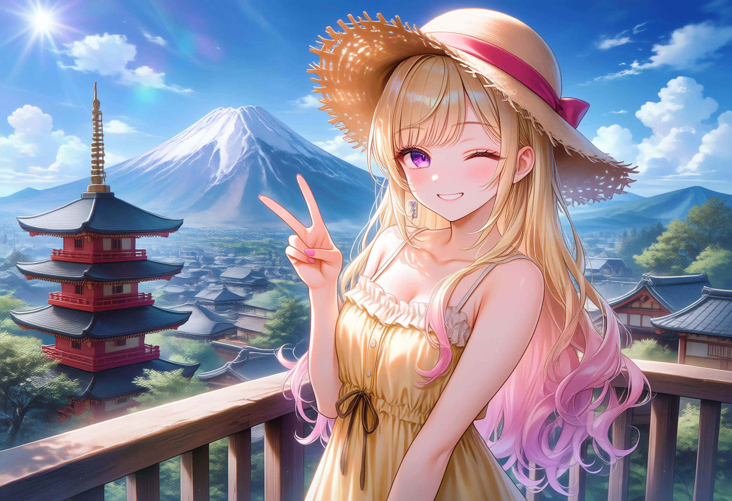 みてみて富士山！ヤバくない！？マジ最高の絶景じゃん！