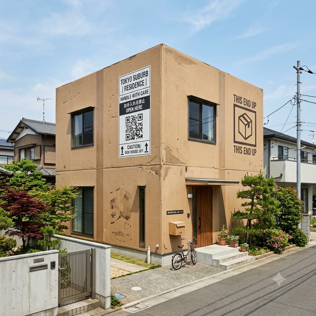 ダンボール風の家