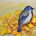 Bird on ginkgo leaves 4枚目
