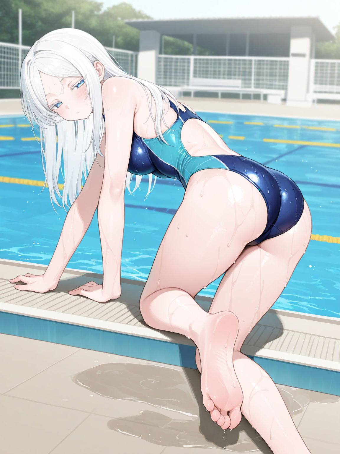 白髪の競泳水着少女4