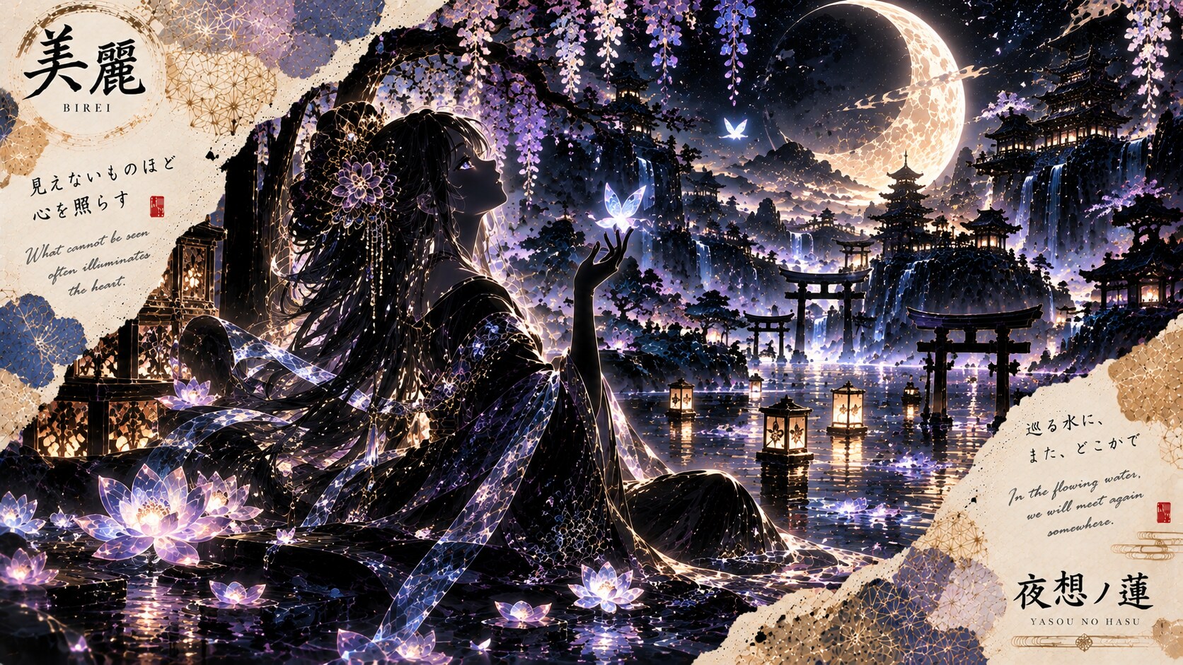 Yasou no Hasu — The Lotus of Nocturne  What cannot be seen often illuminates the heart.  Beneath a m | の人気AIイラスト・グラビア