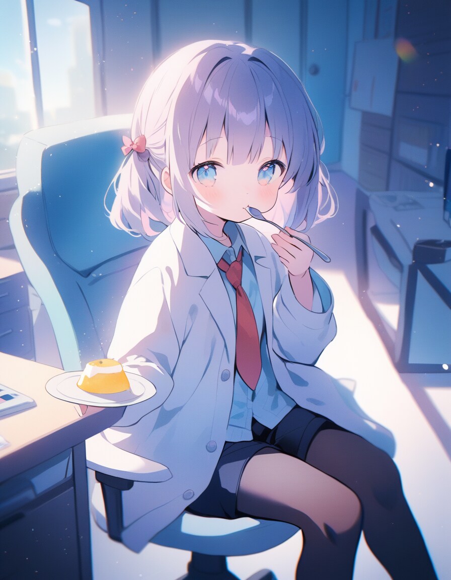 ラボでプリンを食べるボク