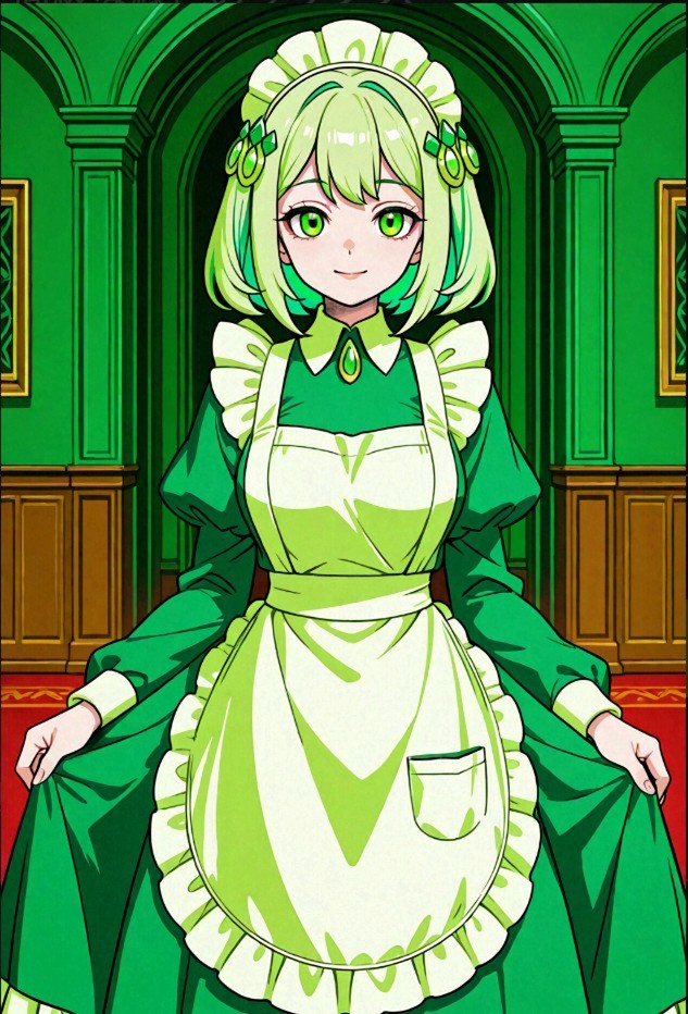 緑色の邸宅,見習い新人メイドさん🍏