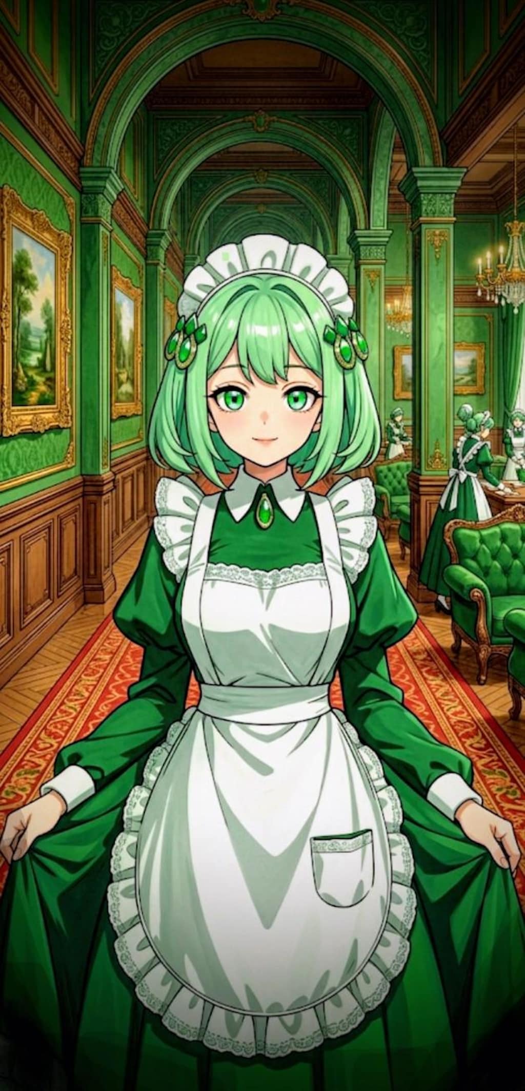緑色の邸宅,見習い新人メイドさん🍏