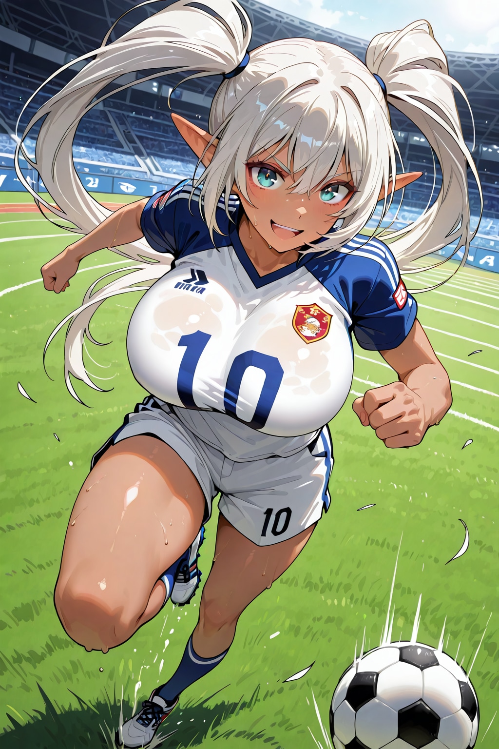 褐色エルフのサッカー姿