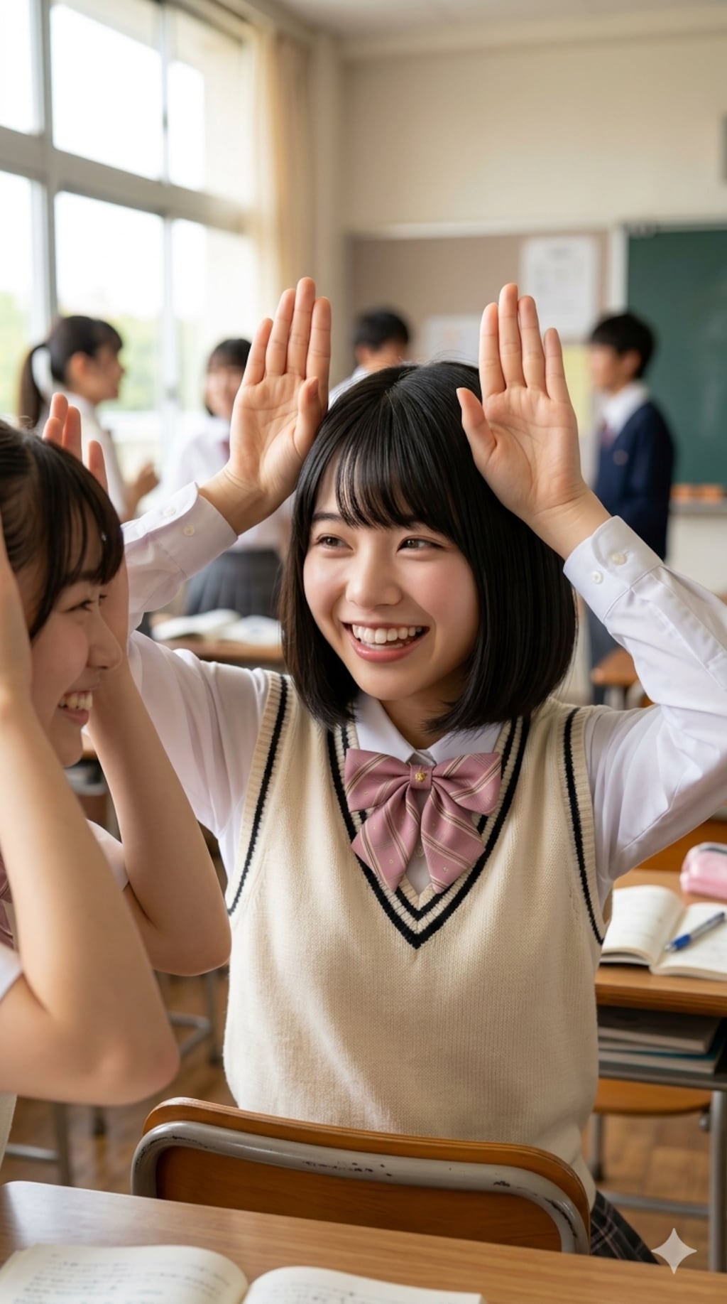 【超cute純真青春】教室の天使が放つ“連続ウサぴょんポーズ”の攻撃力がヤバい…ッ！！『無限うさ耳フェスティバル』を5連射でお届け！！💦✨