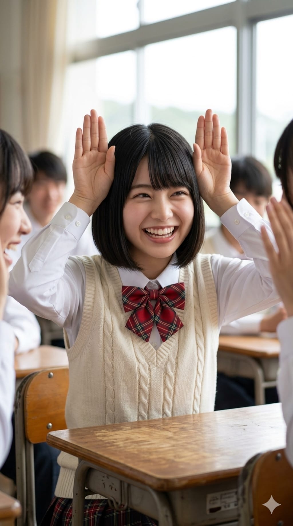 【超cute純真青春】教室の天使が放つ“連続ウサぴょんポーズ”の攻撃力がヤバい…ッ！！『無限うさ耳フェスティバル』を5連射でお届け！！💦✨