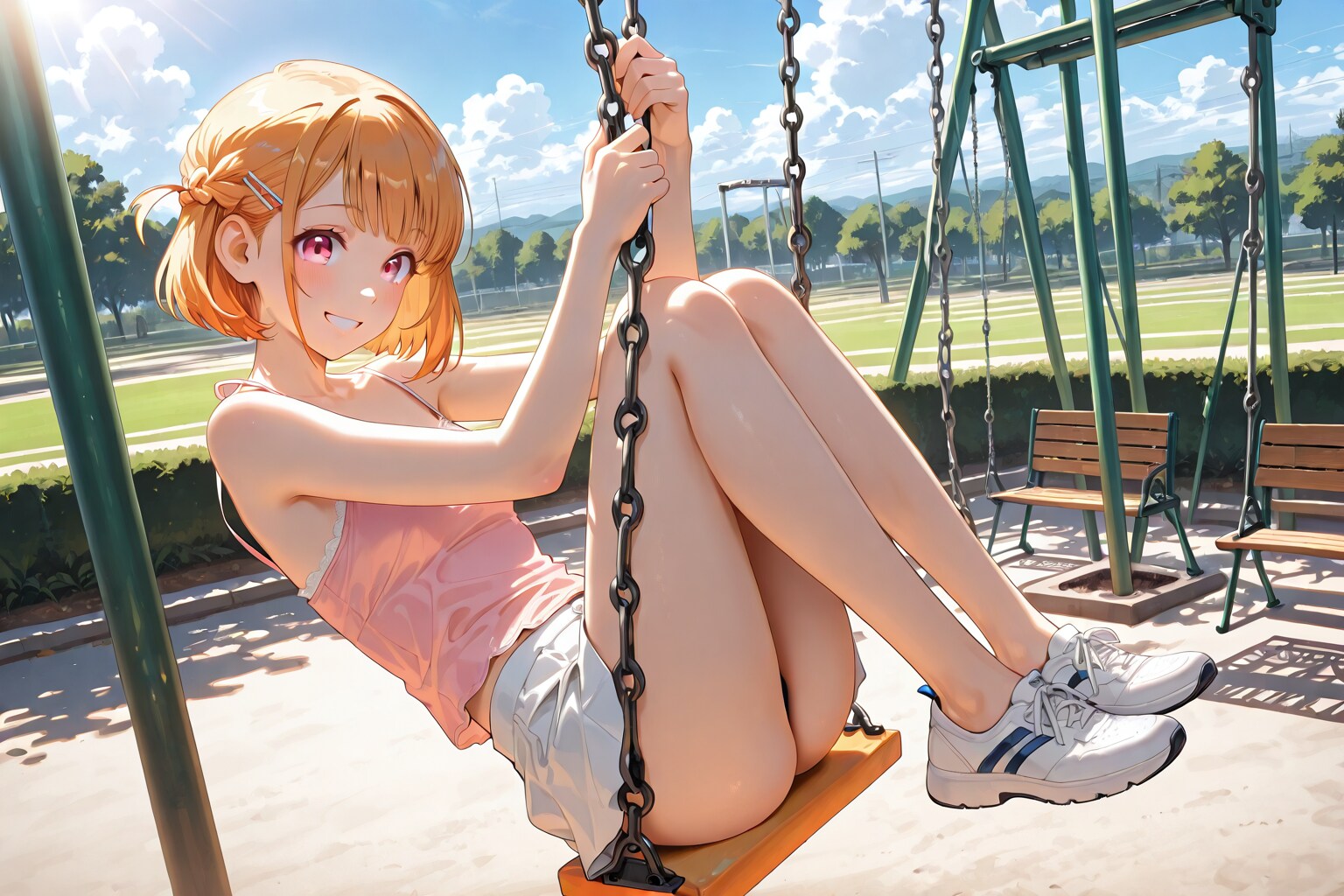 キャミソールを着た千晶