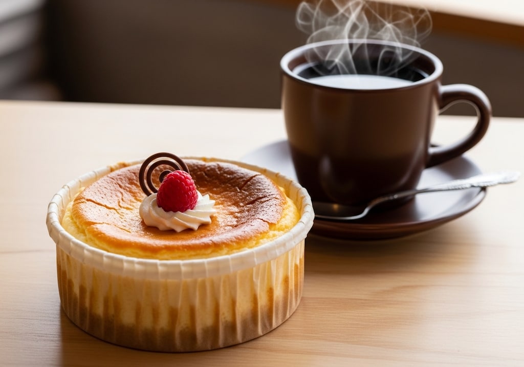 デザートのベイグドチーズケーキ珈琲付き