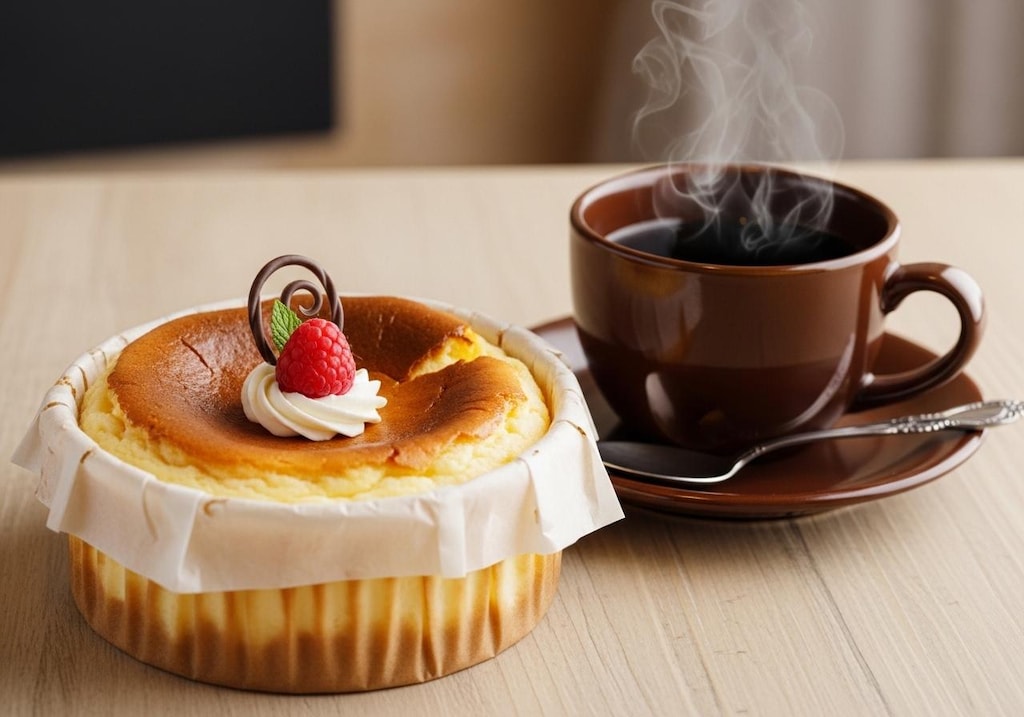 デザートのベイグドチーズケーキ珈琲付き