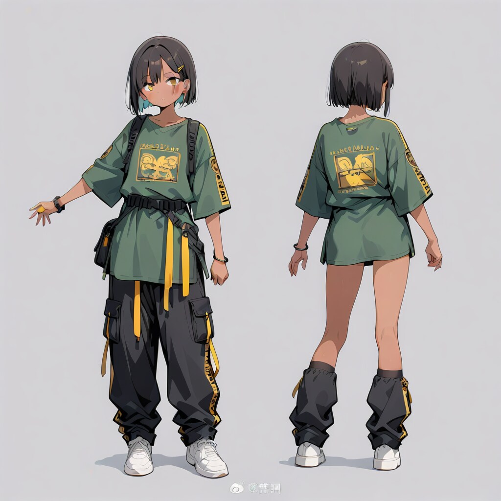 黒髪バギーパンツ