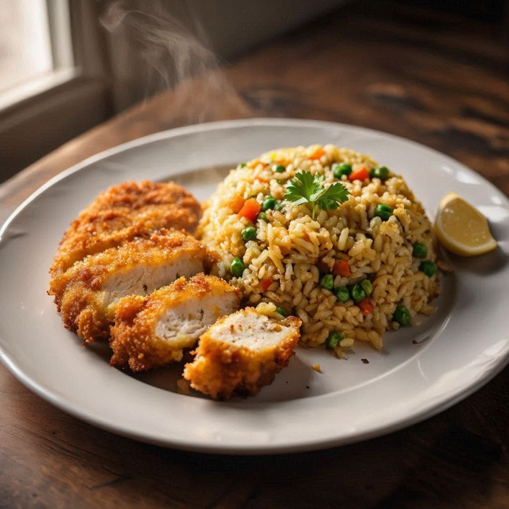 チキンカツとカレーピラフ