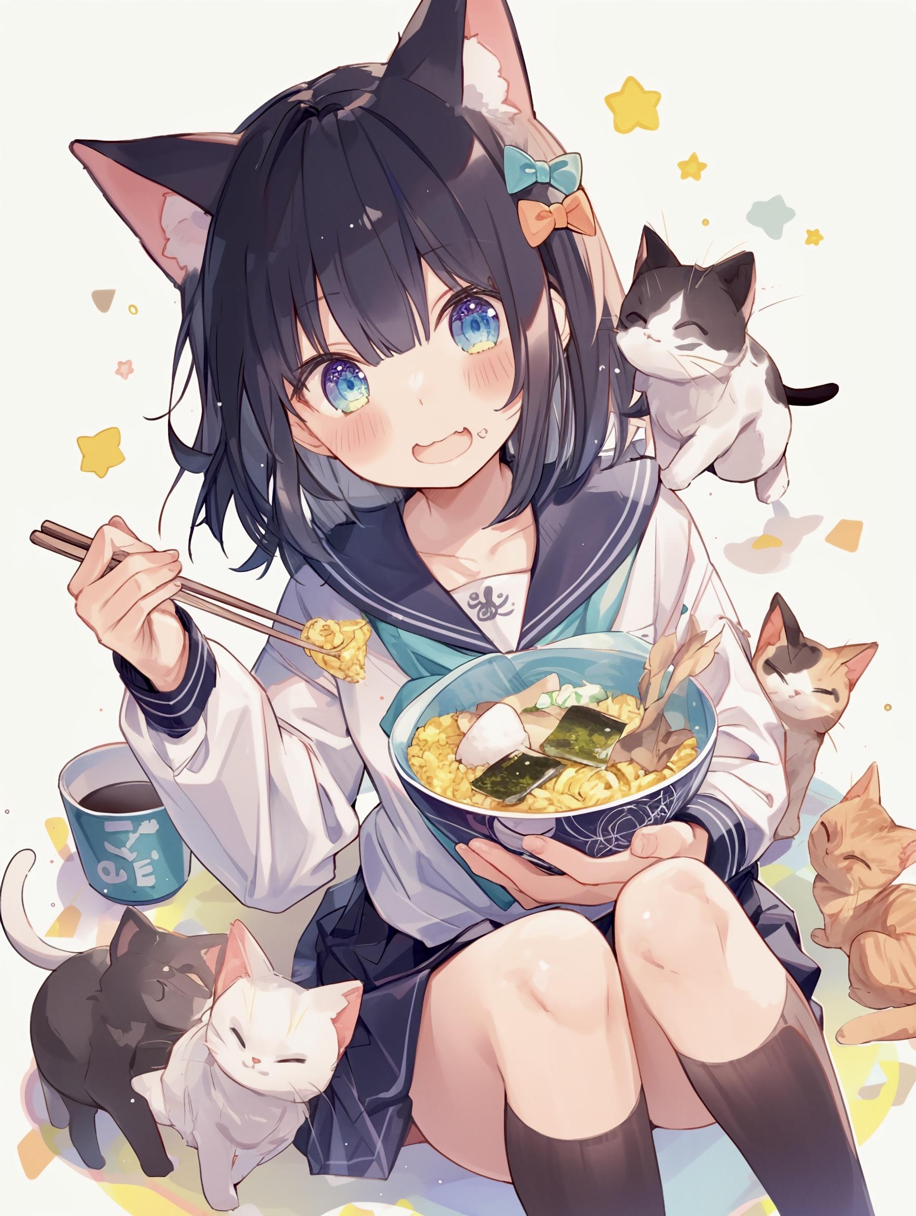 ネコ娘のお食事🍱