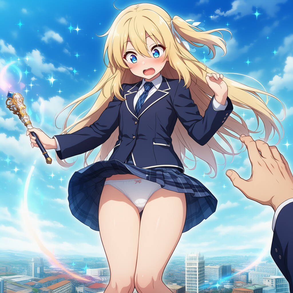 制服姿で戦闘する魔法少女が...