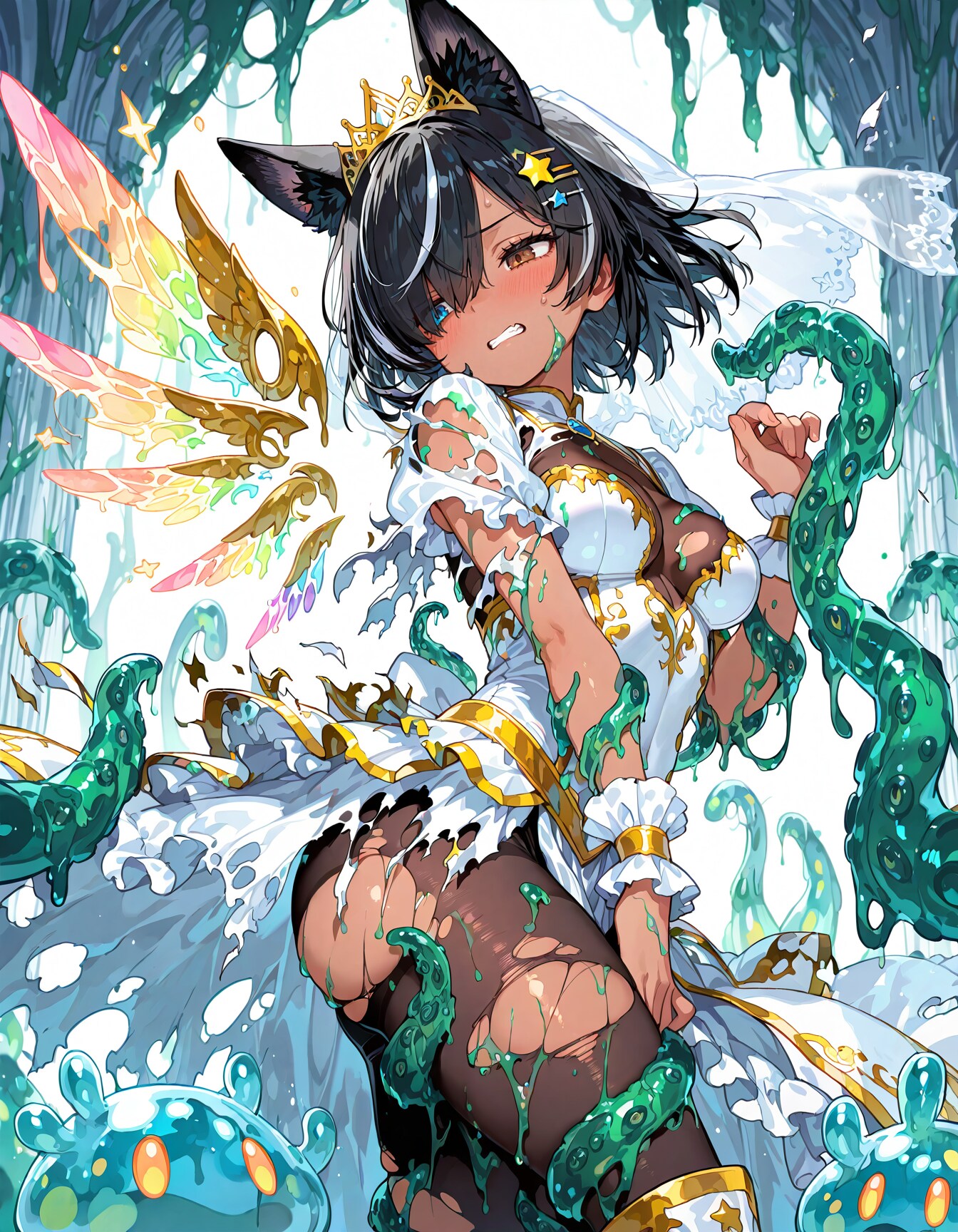 魔法少女 VS 弱酸性スライム（服だけ溶かす酸）