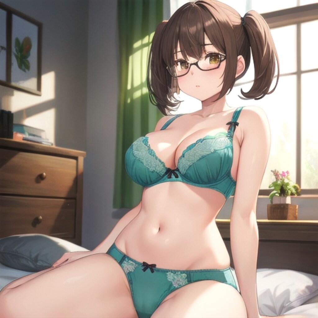 ミントグリーンの下着娘