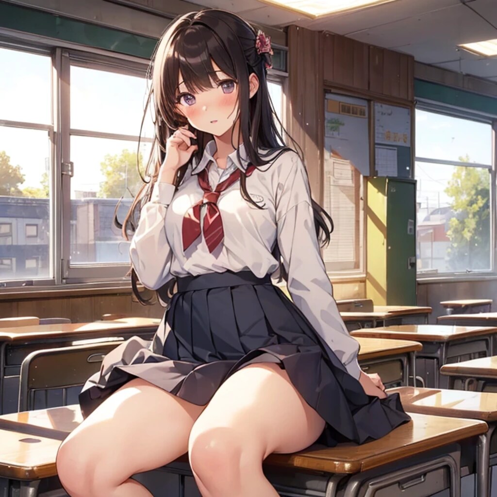 女子高生が教室でパンチラ