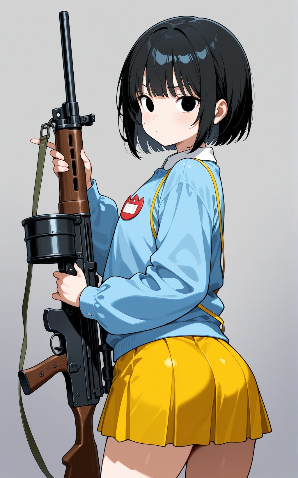 園児服と機関銃