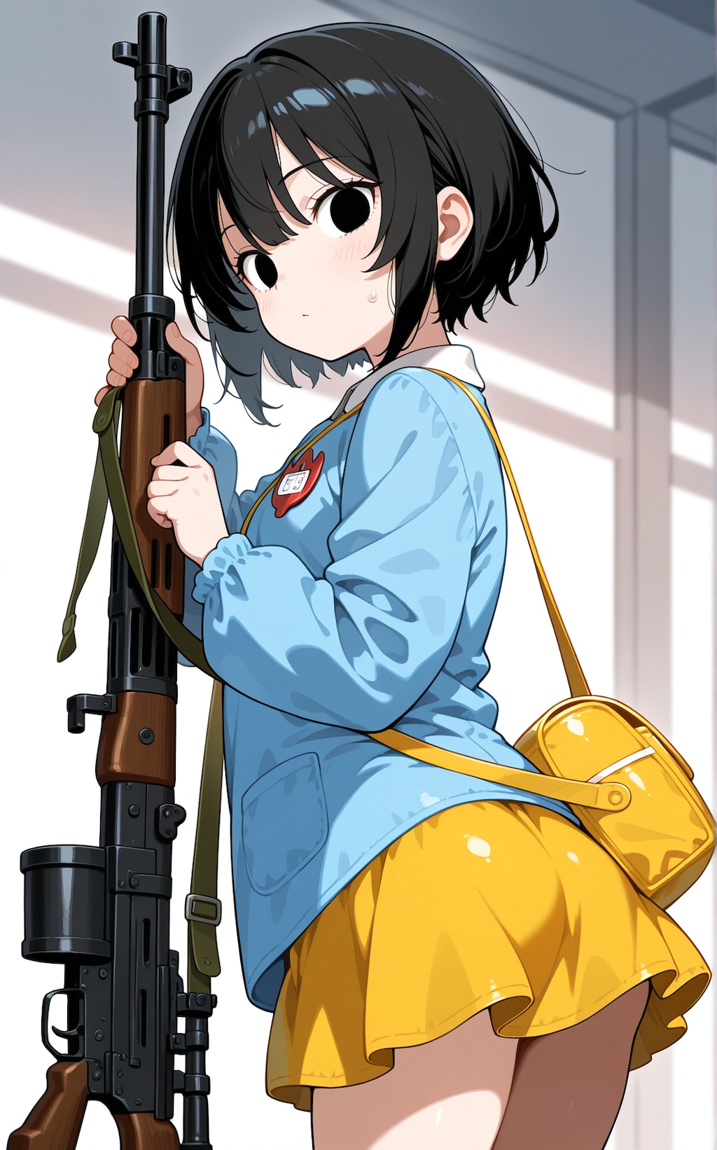 園児服と機関銃